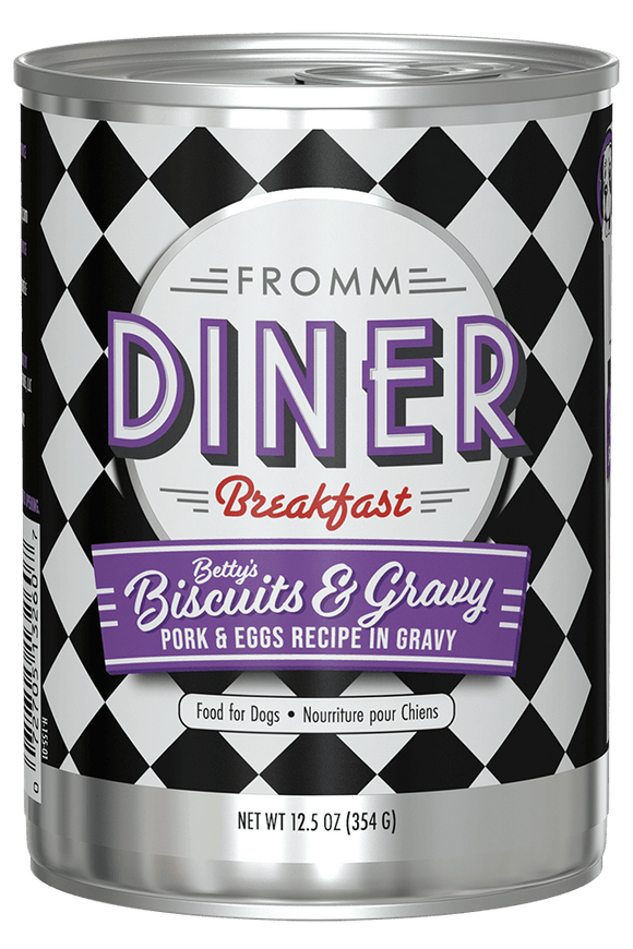 Fromm Diner Breakfast Betty's Biscuits & Gravy Pork & Eggs Recipe in Gravy Food for Dogs (12.5 oz)