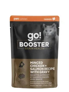 Petcurean Go! Solutions Minced Chicken + Salmon with Gravy for Brain Health Wet Cat Food (2.5 oz)