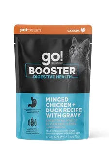 Petcurean Go! Solutions Booster Minced Chicken + Duck with Gravy for Digestive Health Wet Cat Food (2.5 oz)