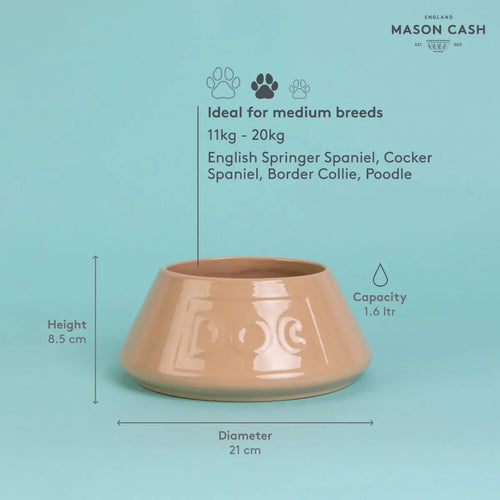 Mason Cash Cane Non Tip Lettered Dog Bowl 8.3