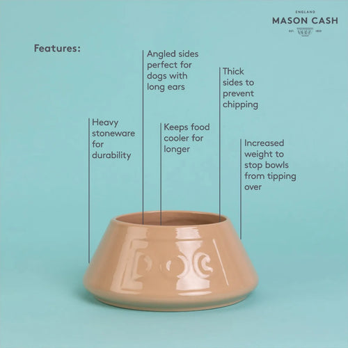 Mason Cash Cane Non Tip Lettered Dog Bowl 8.3