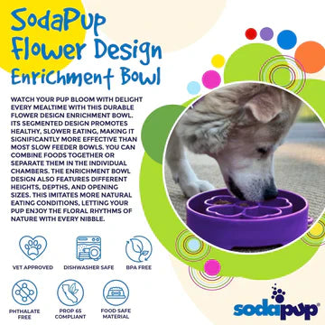 SodaPup Flower Design eBowl Enrichment Slow Feeder Bowl for Dogs (Flower Bowl - Pink)