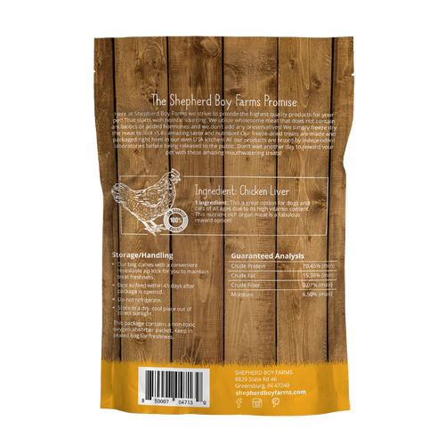 Shepherd Boy Farms Freeze Dried Chicken Liver Treats (3 oz)