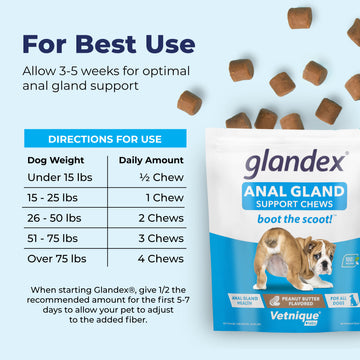 Glandex® Anal Gland Supplement For Dogs With Pumpkin (60 Count Peanut Butter)