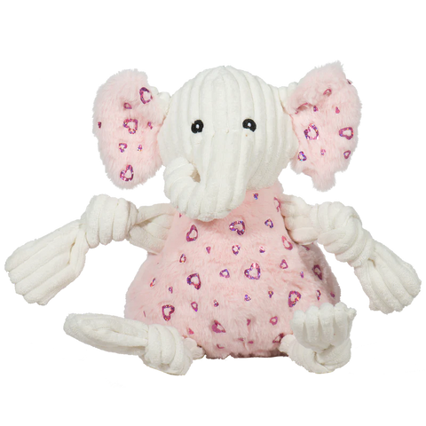 HuggleHounds Valentina Elephant Knottie Plush Dog Toy Valentine's Day 2024