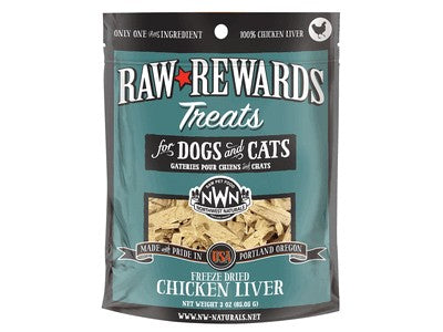 Northwest Naturals Raw Rewards Freeze-Dried Treats for Dogs and Cats (Chicken Liver- 3 oz)