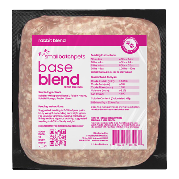 SmallBatch Frozen Rabbit Blend for Dog & Cat (2 lb brick)
