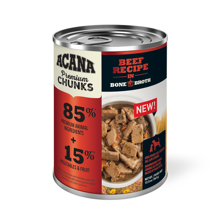 ACANA Beef Recipe in Bone Broth Premium Chunks Wet Dog Food (12.8 Oz Single Can)