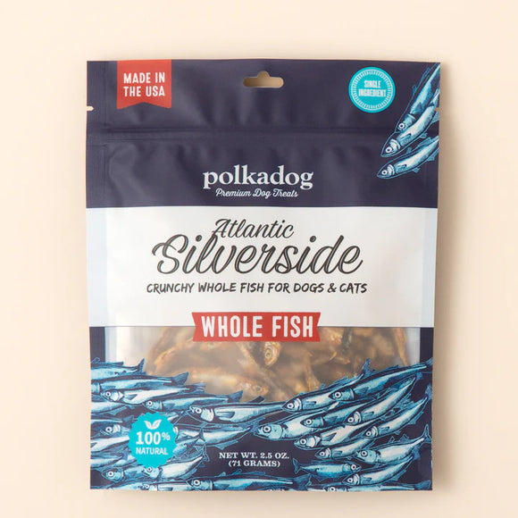 Polkadog Atlantic Silverside Crunchy Whole Fish Treats for Dogs & Cats