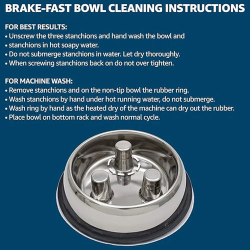 QT Dog Brake-Fast Stainless Steal Non-tip Slow Feed Bowl