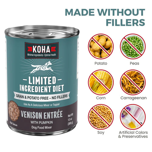KOHA Venison Dog Food: Limited Ingredient Diet Venison Entrée for Dogs