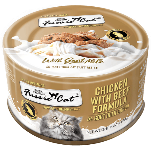 Fussie Cat Chicken with Beef Formula in Goat Milk Gravy Cat Food (2.47 oz (70g))