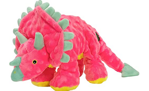 GoDog Dinos™ Plush Dog Toys (Large / Dinos Frills Triceratops - Pink)