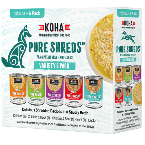 Koha Pure Shreds Variety Pack Canned Dog Food