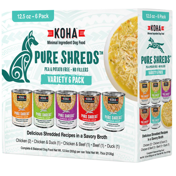 Koha Pure Shreds Variety Pack Canned Dog Food