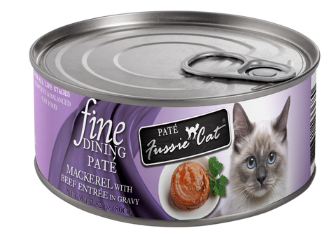 Fussie Cat Fine Dining Pate Mackerel & Beef Canned Cat Food