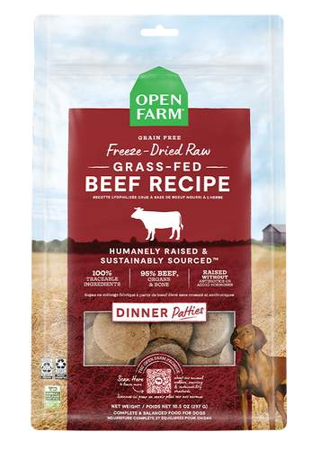Open Farm Grass-Fed Beef Freeze Dried Raw Patties for Dogs (17.5 oz)