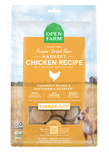 Open Farm Harvest Chicken Freeze Dried Raw Patties for Dogs (17.5 oz)
