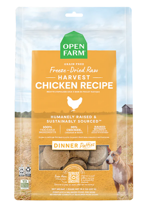 Open Farm Harvest Chicken Freeze Dried Patties Dog Food