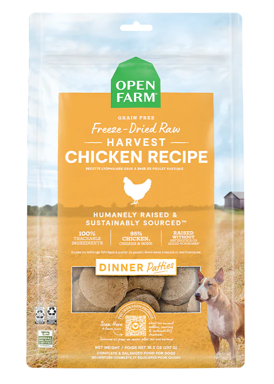 Open Farm Harvest Chicken Freeze Dried Patties Dog Food