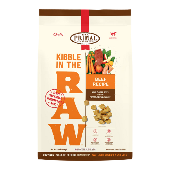 Primal Kibble in the Raw Beef Recipe Dog Food