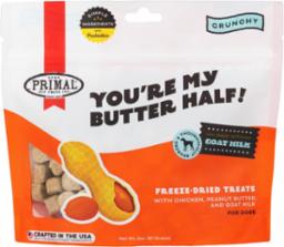 Primal You're My Butter Half Chicken, Peanut Butter, and Goat Milk Freeze Dried Dog Treats (2 oz)