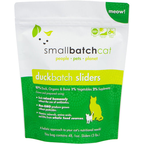 Smallbatch Frozen DuckBatch Cat Food (3 Lb Sliders)