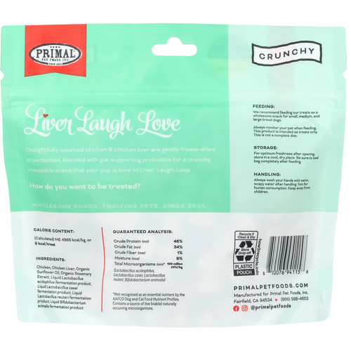 Primal Liver Laugh Love Freeze Dried Chicken Dog Treats (1.5 oz)