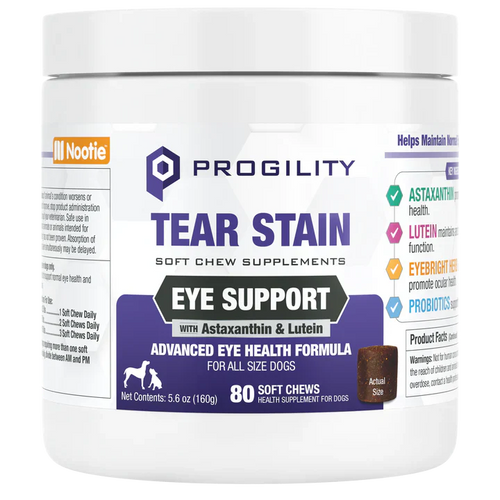 Nootie Progility Tear Stain Eye Support Soft Chew Supplement for Dogs (80 Soft Chews)