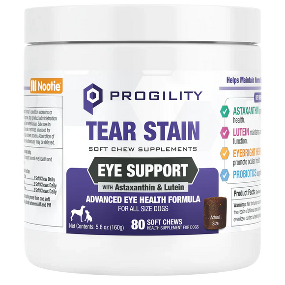 Nootie Progility Tear Stain Eye Support Soft Chew Supplement for Dogs (80 Soft Chews)