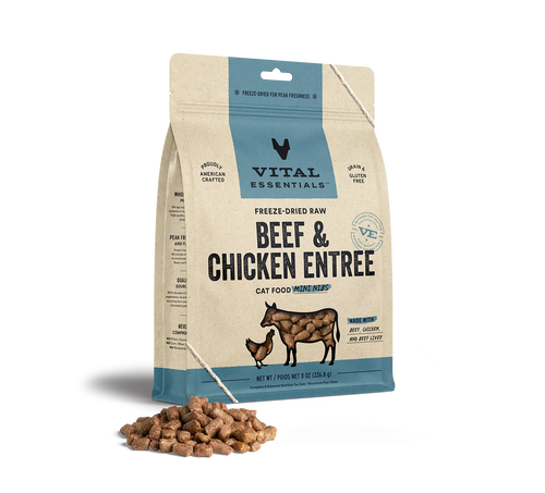 Vital Essentials Freeze-Dried Raw Beef & Chicken Entree Mini Nibs Cat Food (12 oz)