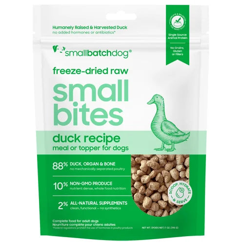 Smallbatch Freeze-Dried Raw Duck Recipe Small Bites Dog Food  ()