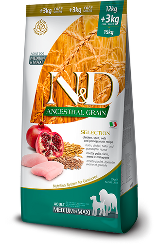 Farmina N&D Chicken Ancestral Grain Adult Medium & Maxi Food