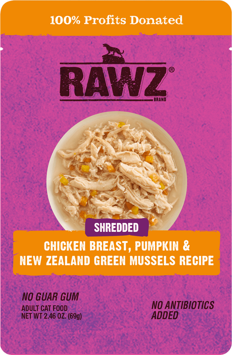 RAWZ Shredded Chicken Breast, Pumpkin & New Zealand Green Mussels Wet Cat Food