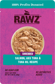 RAWZ Shredded Salmon, Aku Tuna & Tuna Oil Wet Cat Food
