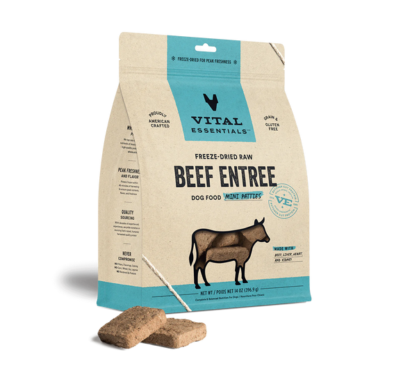 Vital Essentials Freeze-Dried Raw Beef Mini Patties Dog Food