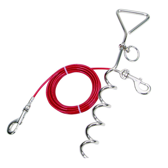 Coastal Pet Titan Dog Stake and Cable Tie Out Combo (15' / Red)