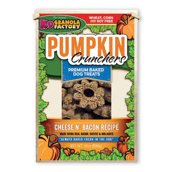 K9 Granola Factory Pumpkin Crunchers Cheese N' Bacon Recipe Dog Treats