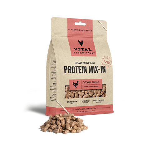Vital Essentials Freeze-Dried Raw Protein Mix-In Chicken Recipe Mini Nibs Topper for Dogs