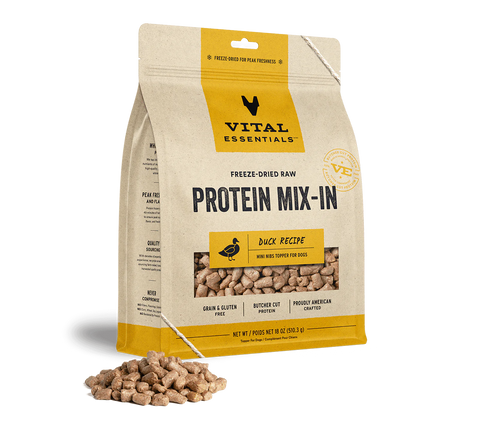 Vital Essentials Freeze-Dried Raw Protein Mix-In Duck Recipe Mini Nibs Topper for Dogs