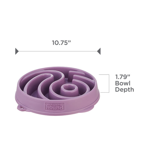 Outward Hound Fun Feeder Yin Yang Purple Large Slow Feed Bowl