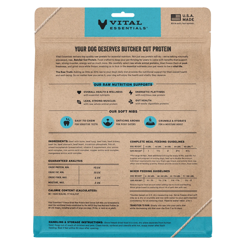 Vital Essentials Freeze-Dried Raw Protein Beef & Mixer Soft Nibs Meal or Mixer Dog Food (14 oz)