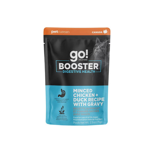 Petcurean Go! Solutions Booster Minced Chicken + Duck with Gravy for Digestive Health Wet Cat Food (2.5 oz)