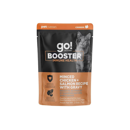Petcurean Go! Solutions Booster Minced Chicken + Salmon with Gravy for Immune Health Wet Cat Food (2.5 oz)