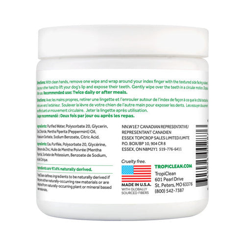 TropiClean Fresh Breath Dental Wipes for Dogs (50 ct)