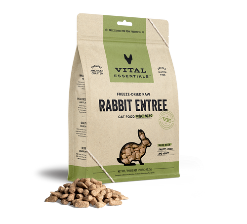 Vital Essentials Freeze-Dried Raw Rabbit Entree Mini Nibs Cat Food (8 oz)