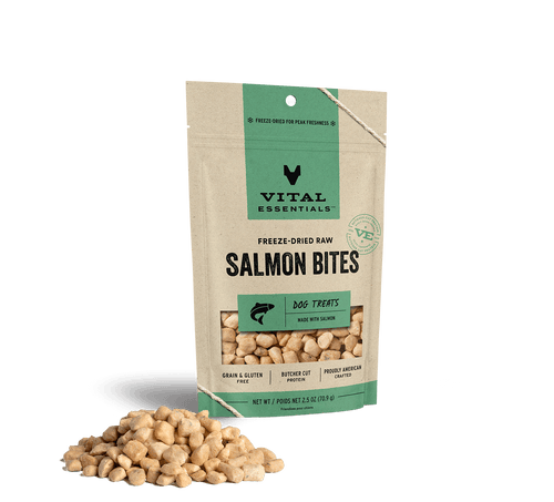 Vital Essentials Freeze Dried Raw Salmon Bites Dog Treats (2.5 Oz)