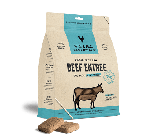 Vital Essentials Freeze-Dried Raw Beef Entrée Mini Patties Dog Food (14 Oz)