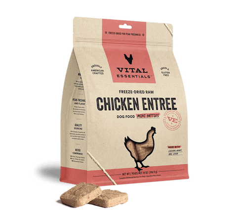 Vital Essentials Freeze-Dried Raw Chicken Entrée Mini Patties Dog Food (14 Oz)