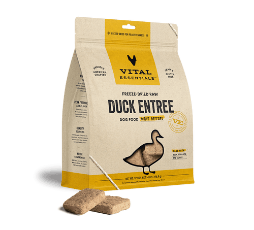 Vital Essentials Freeze-Dried Raw Duck Entrée Mini Patties Dog Food (14 Oz)